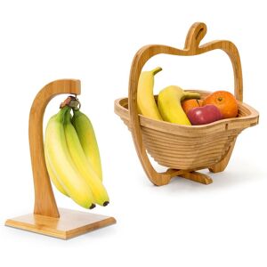 RELAXDAYS 2-piece fruit set, banana holder, fruit basket, fruit bowl, fruit stand, folding basket, decorative bowl, bamboo RELAXDAYS 2-piece fruit set, banana holder, fruit basket, fruit bowl, fruit stand, folding basket, decorative bowl, bamboo