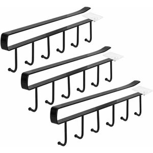 Hoopzi - 3 Piece Cup Holder, Cup Holder Cupboard Insert No Drilling Hook for 18 Cups Black Hoopzi - 3 Piece Cup Holder, Cup Holder Cupboard Insert No Drilling Hook for 18 Cups Black