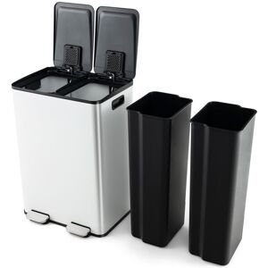 Costway - 60L Dual Compartment Trash Can 2 x 30L Trash Bin with 2 Deodorizer Compartments Costway - 60L Dual Compartment Trash Can 2 x 30L Trash Bin with 2 Deodorizer Compartments