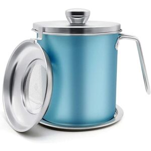 ROSE Bacon Grease Container, 2L Stainless Steel Oil Storage Container with Strainer, Suitable for Cooking or Frying, Oil Storage and Storage, Blue ROSE Bacon Grease Container, 2L Stainless Steel Oil Storage Container with Strainer, Suitable for Cooking or Frying, Oil Storage and Storage, Blue