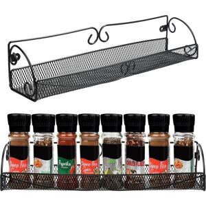 CSPARKV Black Wall Mounted Spice Rack (Set of 2) - Single Tier Wall Mounted Spice Rack for Jars and Seasonings - Holder for Cupboard Doors and Pantry CSPARKV Black Wall Mounted Spice Rack (Set of 2) - Single Tier Wall Mounted Spice Rack for Jars and Seasonings - Holder for Cupboard Doors and Pantry