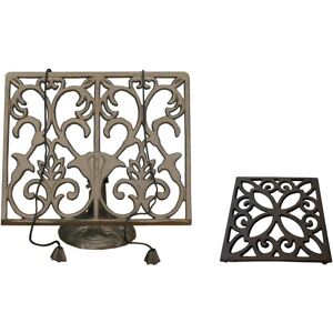 SELECTIONS Cast Iron Cook Recipe Book Stand And Trivet Set SELECTIONS Cast Iron Cook Recipe Book Stand And Trivet Set