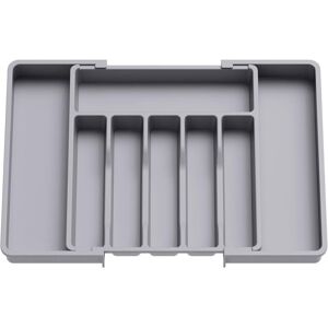WOIYIC Cutlery Tray, Extendable Utensil Tray for Drawers, Adjustable Drawer Organizer for Kitchen, Compact Plastic Storage for Spoons and Forks, Gray WOIYIC Cutlery Tray, Extendable Utensil Tray for Drawers, Adjustable Drawer Organizer for Kitchen, Compact Plastic Storage for Spoons and Forks, Gray