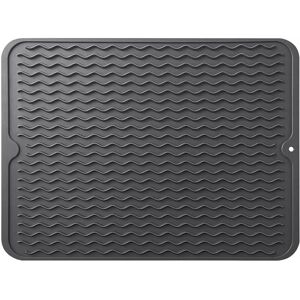 AOUGO Dish Drying Mat, Quick Dry Silicone Dish Drainer, Board Mat for Kitchen Counter Table Accessories, Heat Resistant Non-Slip Dish Draining Mat, Black AOUGO Dish Drying Mat, Quick Dry Silicone Dish Drainer, Board Mat for Kitchen Counter Table Accessories, Heat Resistant Non-Slip Dish Draining Mat, Black