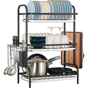 Dish Rack 3-Tier Dish Drainer Rack with Drainboard Large Over Sink Drying Rack Kitchen with Cutlery & Cutting Board Holder Space-Saving Kitchen Dish Rack 3-Tier Dish Drainer Rack with Drainboard Large Over Sink Drying Rack Kitchen with Cutlery & Cutting Board Holder Space-Saving Kitchen