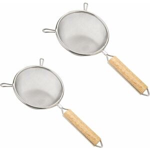 ROSE Household kitchen utensils wooden handle stainless steel double ear colander 2 pieces ROSE Household kitchen utensils wooden handle stainless steel double ear colander 2 pieces