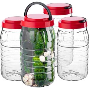 KADAX 3L storage jar with lid, 4 pieces, PET plastic storage container, kitchen container, plastic food container, storage jar, food container KADAX 3L storage jar with lid, 4 pieces, PET plastic storage container, kitchen container, plastic food container, storage jar, food container