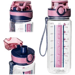 KADAX 750ml Pink Leakproof Water Bottle Made of BPA-Free Tritan, Reusable Sports Bottle with Flip-Top Lid, Carrying Handle and Time Marker KADAX 750ml Pink Leakproof Water Bottle Made of BPA-Free Tritan, Reusable Sports Bottle with Flip-Top Lid, Carrying Handle and Time Marker
