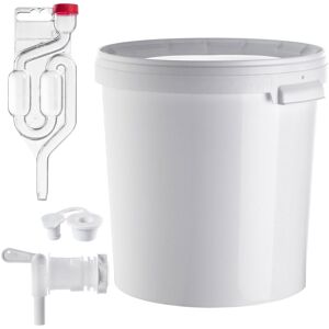 KADAX Fermentation Bucket 33L, White Set with Tap, Airlock & Rubber Stopper, Plastic Fermentation Container with Drain Tap, Airlock & Stopper for KADAX Fermentation Bucket 33L, White Set with Tap, Airlock & Rubber Stopper, Plastic Fermentation Container with Drain Tap, Airlock & Stopper for