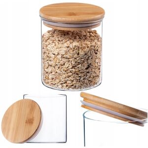 KADAX Glass Container with Bamboo Lid, Storage Jars, Round, 800 ml KADAX Glass Container with Bamboo Lid, Storage Jars, Round, 800 ml