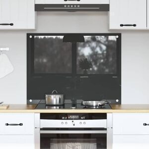 Kitchen Backsplash Dark grey 80 x 60 x 0.6 cm Tempered Glass Vidaxl Kitchen Backsplash Dark grey 80 x 60 x 0.6 cm Tempered Glass Vidaxl