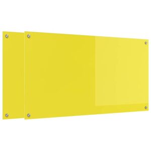 Kitchen Backsplash 2 pcs Yellow 110 x 60 cm Tempered Glass vidaXL Kitchen Backsplash 2 pcs Yellow 110 x 60 cm Tempered Glass vidaXL