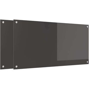 Kitchen Backsplash 2 pcs Dark Grey 100 x 50 cm Tempered Glass vidaXL Kitchen Backsplash 2 pcs Dark Grey 100 x 50 cm Tempered Glass vidaXL