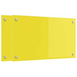 Kitchen Backsplash 2 pcs Yellow 70 x 40 cm Tempered Glass vidaXL Kitchen Backsplash 2 pcs Yellow 70 x 40 cm Tempered Glass vidaXL