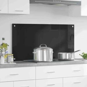 Kitchen Backsplash Black 100 x 50 cm Tempered Glass vidaXL Kitchen Backsplash Black 100 x 50 cm Tempered Glass vidaXL