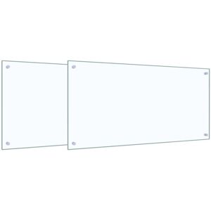 Kitchen Backsplash 2 pcs Transparent 100 x 50 cm Tempered Glass vidaXL Kitchen Backsplash 2 pcs Transparent 100 x 50 cm Tempered Glass vidaXL