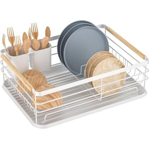 DEBUNS Kitchen Dish Drainer, Over Sink Dish Drainer with Utensil Holder and Drip Tray, Kitchen Sink Drying Rack Tray, for 3-5 People Family DEBUNS Kitchen Dish Drainer, Over Sink Dish Drainer with Utensil Holder and Drip Tray, Kitchen Sink Drying Rack Tray, for 3-5 People Family