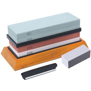 COAVAS Knife Sharpening Stone Kit, 4 Side Grit Water Stone 400/1000 3000/8000, Non-Slip Bamboo Base, Flattening Stone, Angle Guide and Leather Strap COAVAS Knife Sharpening Stone Kit, 4 Side Grit Water Stone 400/1000 3000/8000, Non-Slip Bamboo Base, Flattening Stone, Angle Guide and Leather Strap