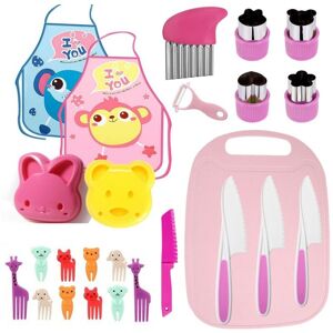 COOCHEER Knives for Kitchen for Kids, 25 Pieces Kids Safety Knives, Plastic Knives Safety Wooden Knife, Knife Sets for Cutting and Cooking Fruits or Vegetables COOCHEER Knives for Kitchen for Kids, 25 Pieces Kids Safety Knives, Plastic Knives Safety Wooden Knife, Knife Sets for Cutting and Cooking Fruits or Vegetables