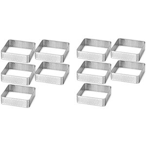 TLILY Perforated Tart Ring Stainless Steel Tartlet Molds Square Shape Mould Cake Circle French Pastry Baking Tool, 5 Pack TLILY Perforated Tart Ring Stainless Steel Tartlet Molds Square Shape Mould Cake Circle French Pastry Baking Tool, 5 Pack