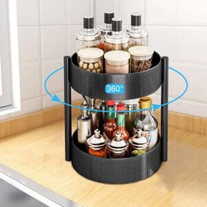 Readcly - Turntable Spice Rack, Black Turntable - Large Lazy Susan with 2 Tiers - Rotating Spice Rack - Organizer for Spices, Herbs, Ingredient Jars Readcly - Turntable Spice Rack, Black Turntable - Large Lazy Susan with 2 Tiers - Rotating Spice Rack - Organizer for Spices, Herbs, Ingredient Jars