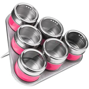 Premier Housewares - Interiors By Premier Durable Hot Pink Magnetic Spice Jars With Triangular Tray, Stylish Oblong Tray, Clear Plastic Lid Tray Premier Housewares - Interiors By Premier Durable Hot Pink Magnetic Spice Jars With Triangular Tray, Stylish Oblong Tray, Clear Plastic Lid Tray