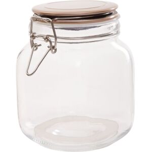 Premier Housewares - Square Glass Jar With Champagne Lid - 1050Ml Premier Housewares - Square Glass Jar With Champagne Lid - 1050Ml