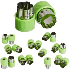 Relaxdays 20x Cookie Cutters, for Vegetables, Fruit, Biscuits, Mini Pastry Forms, Handle, Stainless Steel, Green/Silver Relaxdays 20x Cookie Cutters, for Vegetables, Fruit, Biscuits, Mini Pastry Forms, Handle, Stainless Steel, Green/Silver