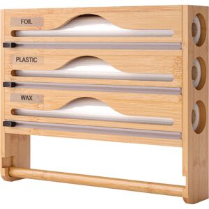 Relaxdays 4-in-1 Wall-Mount Roll Holder for Kitchen Roll Cling Film, Foil & Baking Paper – Bamboo, 30×35.5×7 cm, Natural Relaxdays 4-in-1 Wall-Mount Roll Holder for Kitchen Roll Cling Film, Foil & Baking Paper – Bamboo, 30×35.5×7 cm, Natural