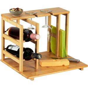 Relaxdays - Bamboo Cheese Board, HxWxD: 26.5 x 40.5 x 33 cm, Serving Platter with Wine Rack, Party Napkin Holder, Natural Relaxdays - Bamboo Cheese Board, HxWxD: 26.5 x 40.5 x 33 cm, Serving Platter with Wine Rack, Party Napkin Holder, Natural