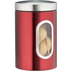 Relaxdays Storage Canister, Lid, Window, 1.4 L, for Coffee, Flour, Pasta, Kitchen Pantry Container, Jar, Metal, Red Relaxdays Storage Canister, Lid, Window, 1.4 L, for Coffee, Flour, Pasta, Kitchen Pantry Container, Jar, Metal, Red
