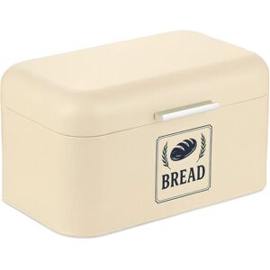 Relaxdays bread bin, bread box with lid and handle, HWD: 16.5 x 30 x 19 cm, bread storage, retro style, metal, beige Relaxdays bread bin, bread box with lid and handle, HWD: 16.5 x 30 x 19 cm, bread storage, retro style, metal, beige