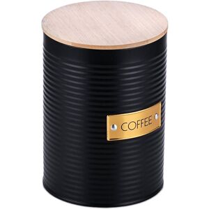 Relaxdays coffee storage tin, 1 pack, metal, bamboo lid, HxD: 16 x 11 cm, coffee bean holder, black/natural Relaxdays coffee storage tin, 1 pack, metal, bamboo lid, HxD: 16 x 11 cm, coffee bean holder, black/natural