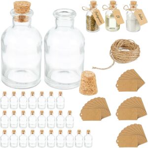 Decorative Bottles, Set of 30, Glass Jars with Cork, 60 ml, for Filling, Spice Glasses, Transparent/Natural - Relaxdays Decorative Bottles, Set of 30, Glass Jars with Cork, 60 ml, for Filling, Spice Glasses, Transparent/Natural - Relaxdays