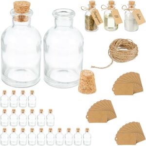 Decorative Bottles, Set of 25, Glass Jars with Cork, 60 ml, for Filling, Spice Glasses, Transparent/Natural - Relaxdays Decorative Bottles, Set of 25, Glass Jars with Cork, 60 ml, for Filling, Spice Glasses, Transparent/Natural - Relaxdays