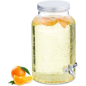 Drinks Dispenser, 5 Litres, Beverage Jar with Vintage Design, Tap and Lid, Water Container, Glass, Transparent - Relaxdays Drinks Dispenser, 5 Litres, Beverage Jar with Vintage Design, Tap and Lid, Water Container, Glass, Transparent - Relaxdays
