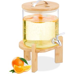 Drinks Dispenser, 5 Litres, Cold & Hot Beverages, Bamboo Stand, Thermometer, Punch Jar, Transparent/Natural - Relaxdays Drinks Dispenser, 5 Litres, Cold & Hot Beverages, Bamboo Stand, Thermometer, Punch Jar, Transparent/Natural - Relaxdays