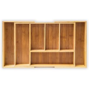 Relaxdays - Expandable Kitchen Drawer Organiser, 5 x 48.5 x 28 cm, with 5-7 Compartments, Bamboo Cutlery Tray, Brown Relaxdays - Expandable Kitchen Drawer Organiser, 5 x 48.5 x 28 cm, with 5-7 Compartments, Bamboo Cutlery Tray, Brown