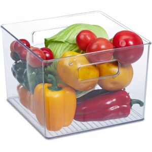 Fridge Container, 3x Set, Groceries & Food Storage, Handles, Plastic, HxWxD: 15.5 x 21 x 21 cm, Transparent - Relaxdays Fridge Container, 3x Set, Groceries & Food Storage, Handles, Plastic, HxWxD: 15.5 x 21 x 21 cm, Transparent - Relaxdays