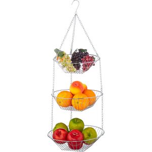 Relaxdays Hanging Baskets 3-Tiers, Hanging Fruit Basket, Storage Suspended From Ceilings, Space-saving, Steel, Silver Relaxdays Hanging Baskets 3-Tiers, Hanging Fruit Basket, Storage Suspended From Ceilings, Space-saving, Steel, Silver