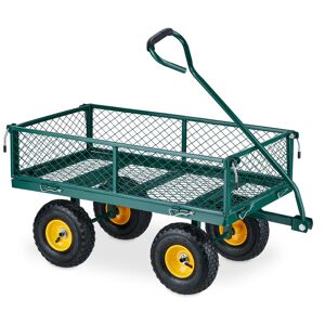 Relaxdays - Heavy-Duty Cart, Practical Garden Trolley, Pneumatic Wheels, Folding Sides, up to 200 kg, Steel, Green/Yellow Relaxdays - Heavy-Duty Cart, Practical Garden Trolley, Pneumatic Wheels, Folding Sides, up to 200 kg, Steel, Green/Yellow