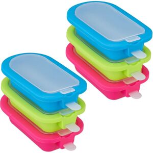 Relaxdays Set of 6 Popsicle Moulds, BPA-free Silicone, Ice lolly Forms, Fruit Sticks, Frozen Juice, Green/Blue/Pink Relaxdays Set of 6 Popsicle Moulds, BPA-free Silicone, Ice lolly Forms, Fruit Sticks, Frozen Juice, Green/Blue/Pink