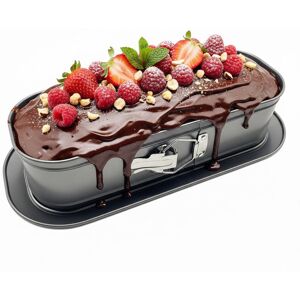 Relaxdays loaf pan, HxWxD: 8 x 30 x 12 cm, non-stick, spill-proof, oblong baking tin for cakes & bread, grey Relaxdays loaf pan, HxWxD: 8 x 30 x 12 cm, non-stick, spill-proof, oblong baking tin for cakes & bread, grey
