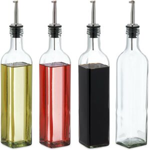 Relaxdays Oil and Vinegar Dispenser Set, 4 Glass Bottles, 500 ml, Pourer, Vinaigrette & Dressing, Transparent Relaxdays Oil and Vinegar Dispenser Set, 4 Glass Bottles, 500 ml, Pourer, Vinaigrette & Dressing, Transparent