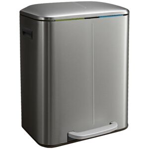 Relaxdays 2-compartment bin, 2x 20 l, removable bins, soft close, foot pedal, stainless steel, waste separator, silver Relaxdays 2-compartment bin, 2x 20 l, removable bins, soft close, foot pedal, stainless steel, waste separator, silver