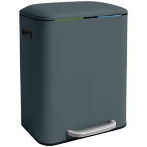 Relaxdays bin, 2 compartments, 2x 20 l, removable buckets, soft close, foot pedal, metal, kitchen waste separator, grey Relaxdays bin, 2 compartments, 2x 20 l, removable buckets, soft close, foot pedal, metal, kitchen waste separator, grey