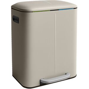 Relaxdays pedal bin, 2 compartments, 2x 20 l, removable inner buckets, soft close, foot pedal, metal, kitchen bin, beige Relaxdays pedal bin, 2 compartments, 2x 20 l, removable inner buckets, soft close, foot pedal, metal, kitchen bin, beige