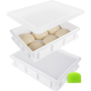 Relaxdays pizza dough box, 2pc, 1 lid, H x W x D: 7 x 40 x 30 cm, plastic, stackable, dough box for 6 pizza balls, white Relaxdays pizza dough box, 2pc, 1 lid, H x W x D: 7 x 40 x 30 cm, plastic, stackable, dough box for 6 pizza balls, white