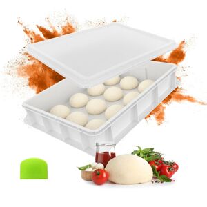 Relaxdays pizza dough box with lid, HxWxD: 13 x 60 x 40 cm, plastic, stackable, with dough scraper, white Relaxdays pizza dough box with lid, HxWxD: 13 x 60 x 40 cm, plastic, stackable, with dough scraper, white