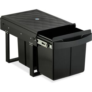 Relaxdays Pull Out Kitchen Bin, 3 Compartments, 15L, 2 x 8L, 34.6x34x51.8 cm, Cupboard, Built-In Rubbish Disposal, Black Relaxdays Pull Out Kitchen Bin, 3 Compartments, 15L, 2 x 8L, 34.6x34x51.8 cm, Cupboard, Built-In Rubbish Disposal, Black